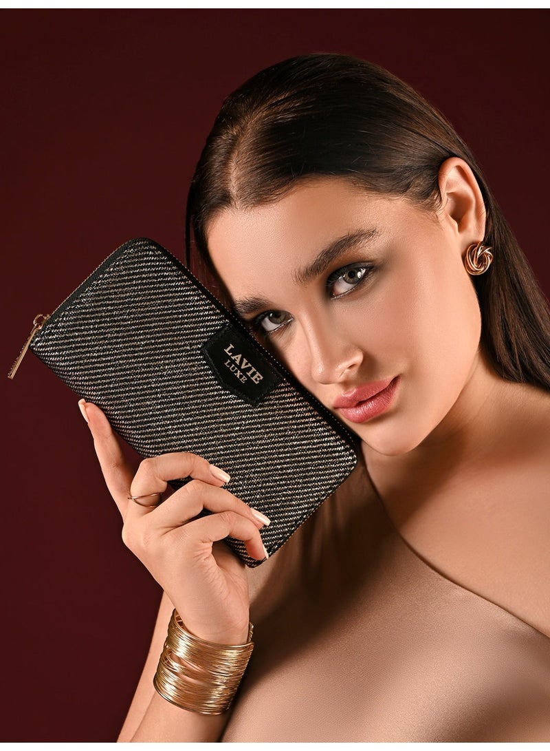 لافي حقيبة نسائية فاخرة لامعة لورين بحمالة كتف أسود - Image 2